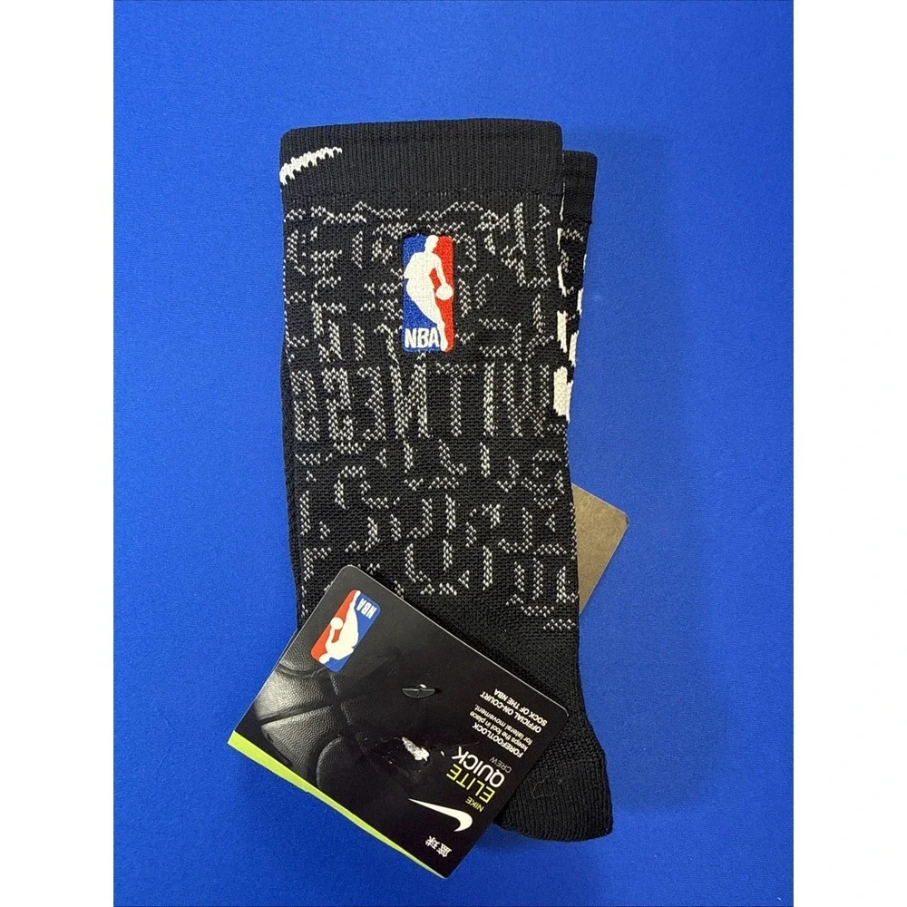 Nike Elite Quick NBA Crew Basketball Socks SX6361-017 Black Gray NWT Size Large